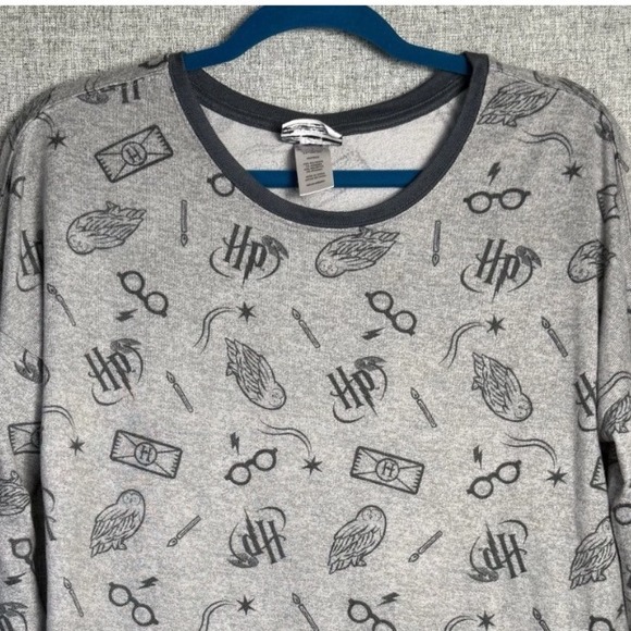 Other - Wizarding World Harry Potter‎ Gray Owl Glasses Print Cozy Pajama Shirt SMALL